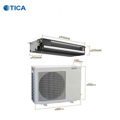 天加(TICA)中央空调风管机家用商用嵌入式纤薄机身1匹10-16㎡变频